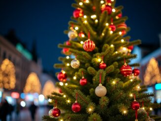 Abeto luminoso che illumina Madrid durante il Natale 2023