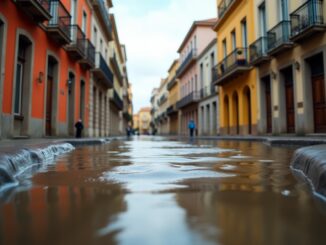 Immagine delle inondazioni a Valencia con aiuti economici