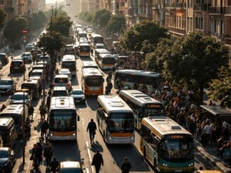 Manifestazione dei conducenti di autobus in Spagna