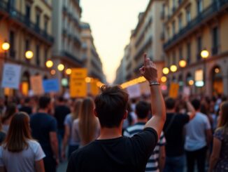 Manifestantes en Valencia protestan por la DANA