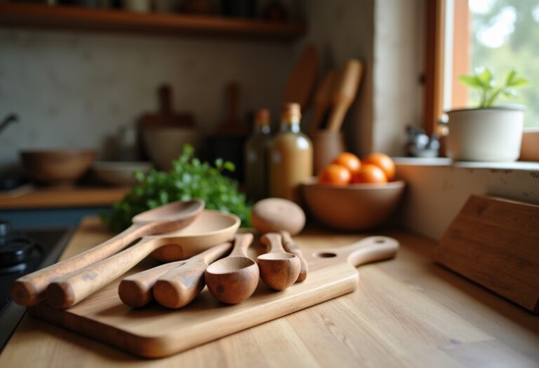 Pulizia efficace utensili cucina legno