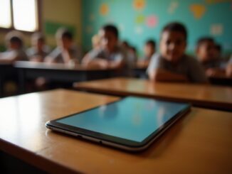 Estudiantes utilizando tecnología en el aula en América Latina