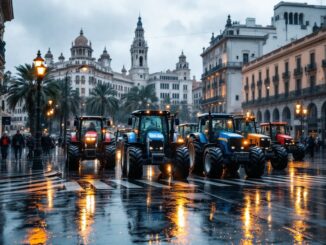 Manifestación de agricultores en Valencia pidiendo la dimisión de Mazón