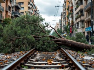 Pasajeros atrapados en un tren debido a fuertes vientos en Cataluña