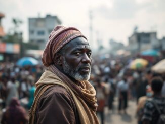 Immagine di una folla durante un evento benefico in Nigeria