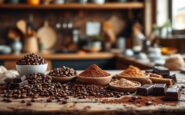 Cuchara di cioccolato con cacao e decorazioni