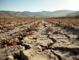 Agricultor en campo seco debido a la sequía en España