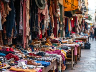 Mercadillo de moda con ropa de segunda mano en España