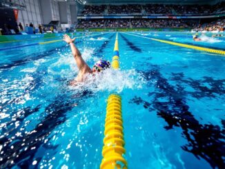 Mireia Belmonte e Guillem Pujol durante la Copa Nadal a Barcellona