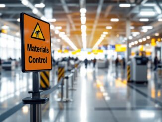 Immagine del aeroporto di Barajas con bulto radiactivo