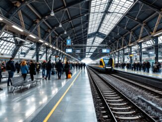 Treno in movimento a Valencia dopo la riattivazione del servizio