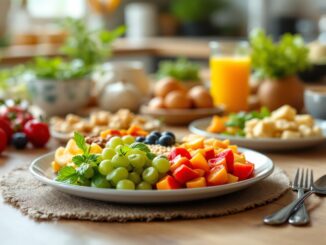 Desayuno saludable con alimentos que controlan la presión arterial