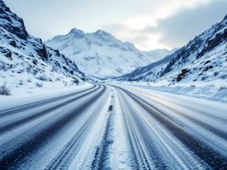 Conducir con precaución en carreteras cubiertas de hielo