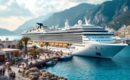 Cruceros en el puerto de Barcelona con vistas a la ciudad