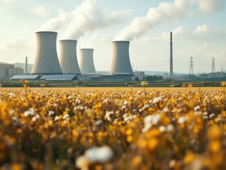 Persone in marcia per sostenere la centrale nucleare di Almaraz