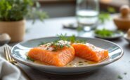 Salmón marinado con eneldo fresco y limone