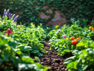 Immagine di un giardino urbano in una città moderna