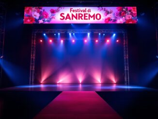 Amadeus durante la conduzione del Festival di Sanremo