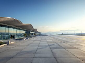 Vista aerea dell'aeroporto di El Prat in espansione