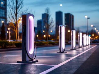 Coche eléctrico moderno en una carretera española