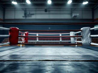 Imane Khelif durante un incontro di boxeo femminile