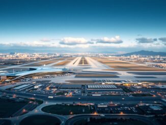 Vista aerea del aeropuerto de Barcelona en expansión