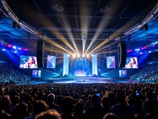 Immagine del Festival di Sanremo 2025 con artisti sul palco