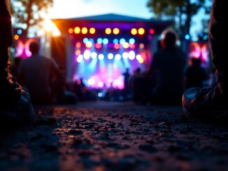 Immagine del festival di Sanremo con artisti sul palco