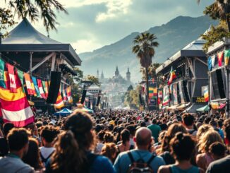 Immagine del festival di Sanremo con artisti sul palco