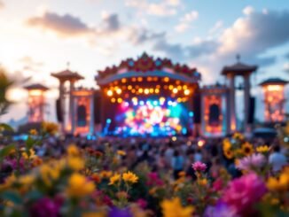 Immagine del festival di Sanremo con artisti sul palco