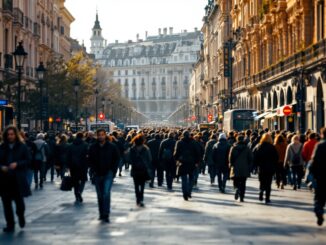 Persone in protesta a Madrid per il diritto alla casa