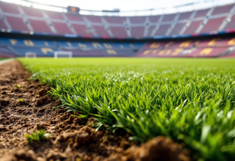 Rinnovo del prato al Camp Nou