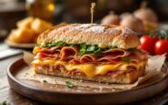 Sándwich gourmet con ingredientes frescos y creativos