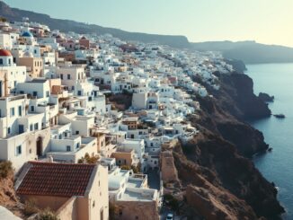 Immagine di evacuazioni a Santorini dopo un terremoto