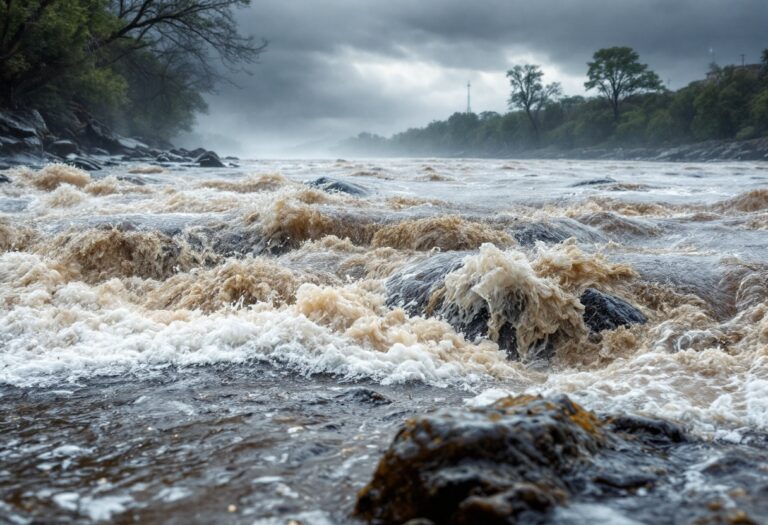 Aumento del caudal del río Manzanares a Madrid