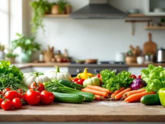 Alimentos frescos organizados en un refrigerador