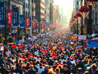 Corridore affronta sfide durante un maratón