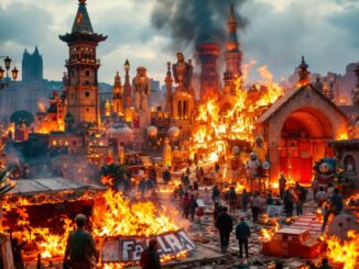 Immagine della cremà durante le Fallas 2025 a Valencia