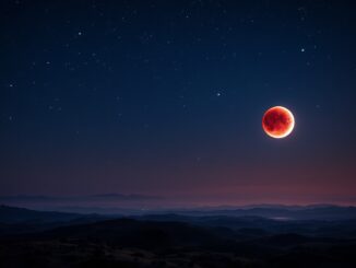 Eclipse total de luna visto en 2023 con cielo estrellado