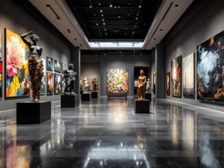 Vista di un'opera d'arte contemporanea a Madrid