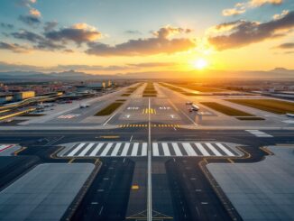 Vista del aeropuerto El Prat en Barcelona con enfoque sostenible