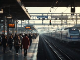 Immagine che illustra il caos nel trasporto ferroviario in Catalunya