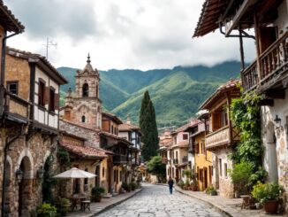 Vista panoramica di Puebla de la Sierra, un rifugio artistico