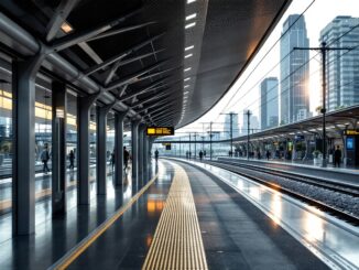 Treno Rodalies in movimento attraverso la Catalogna